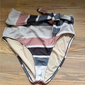 Striped High-Waisted Bikini Bottom